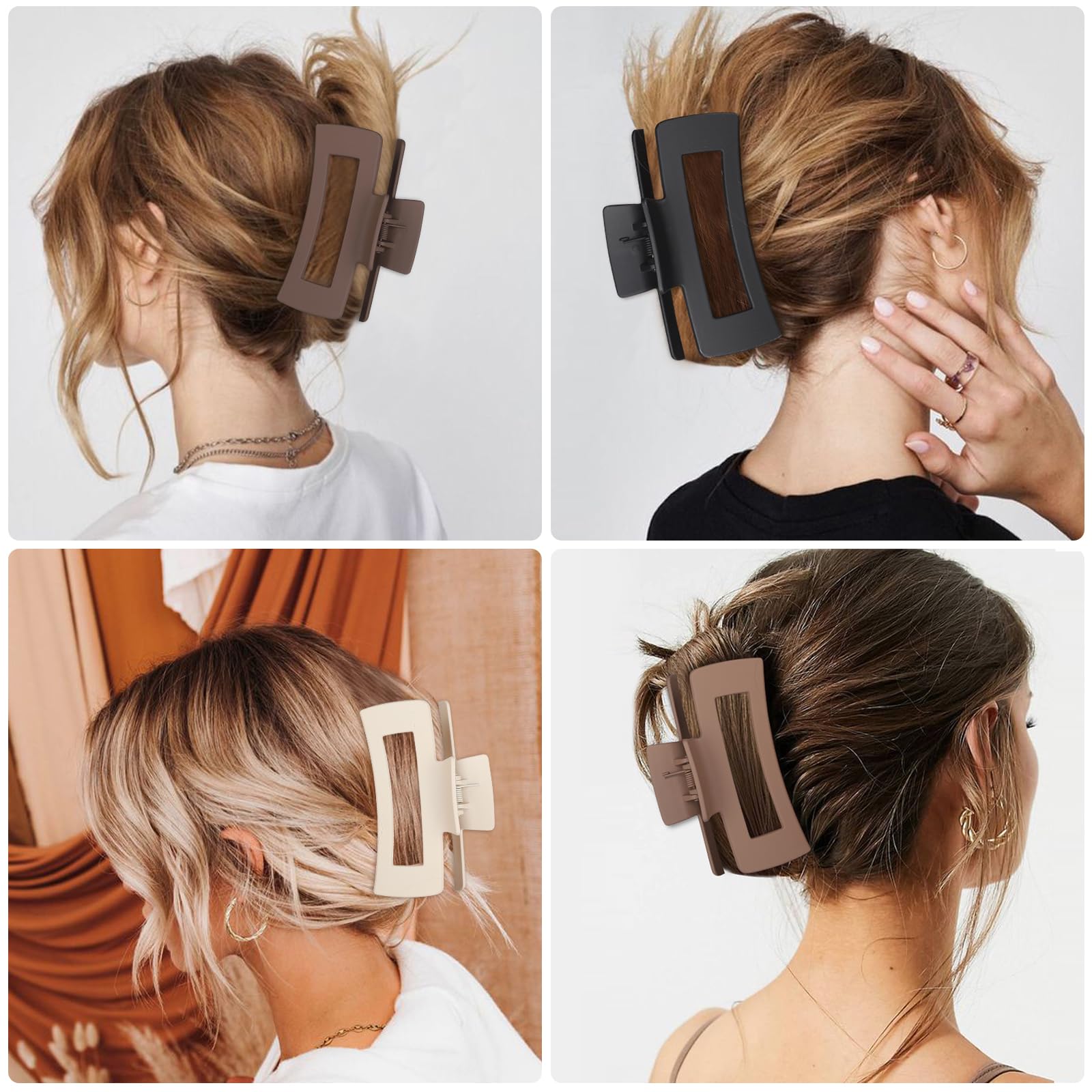 CHANDAT pinza cabello cuadradas grandes gris-claro, complemento versátil para looks diarios.