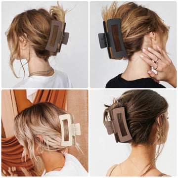 CHANDAT pinza cabello cuadradas grandes gris-claro, complemento versátil para looks diarios.