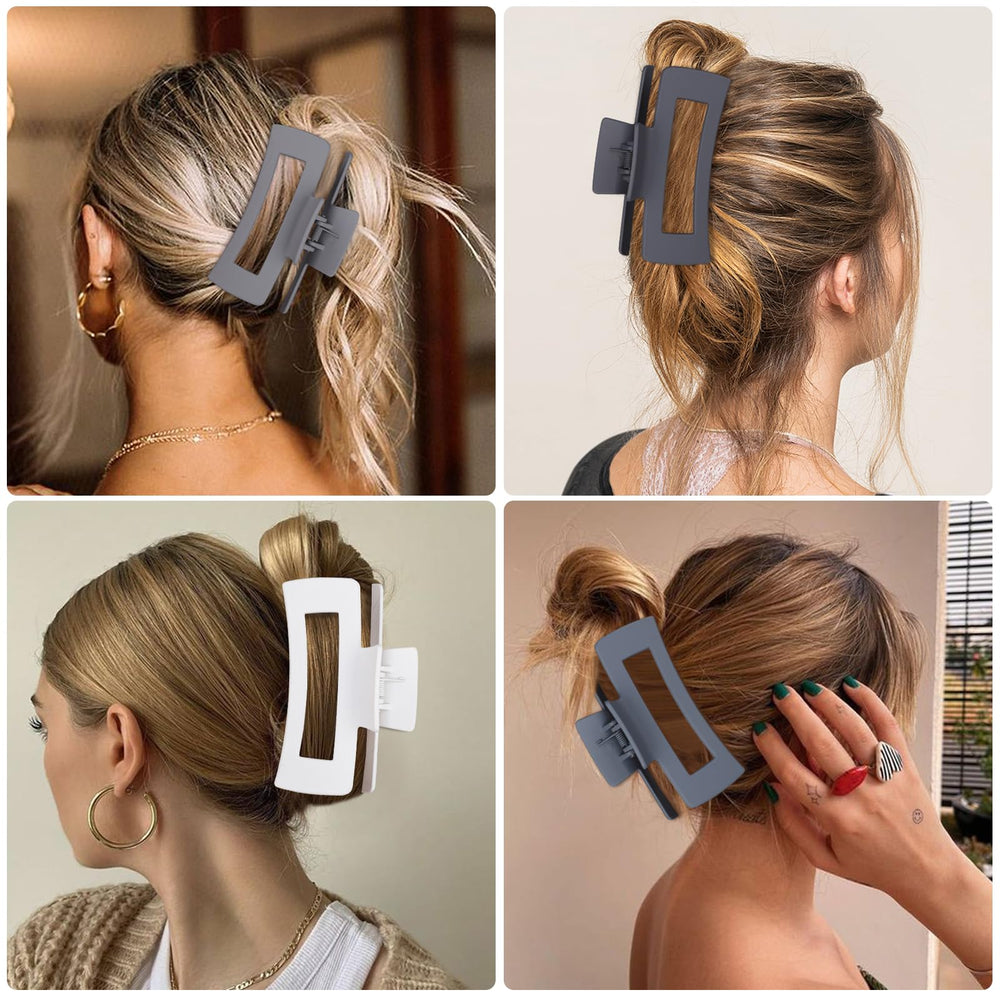 CHANDAT pinza cabello cuadradas grandes plateado, detalles brillantes con acabado moderno.