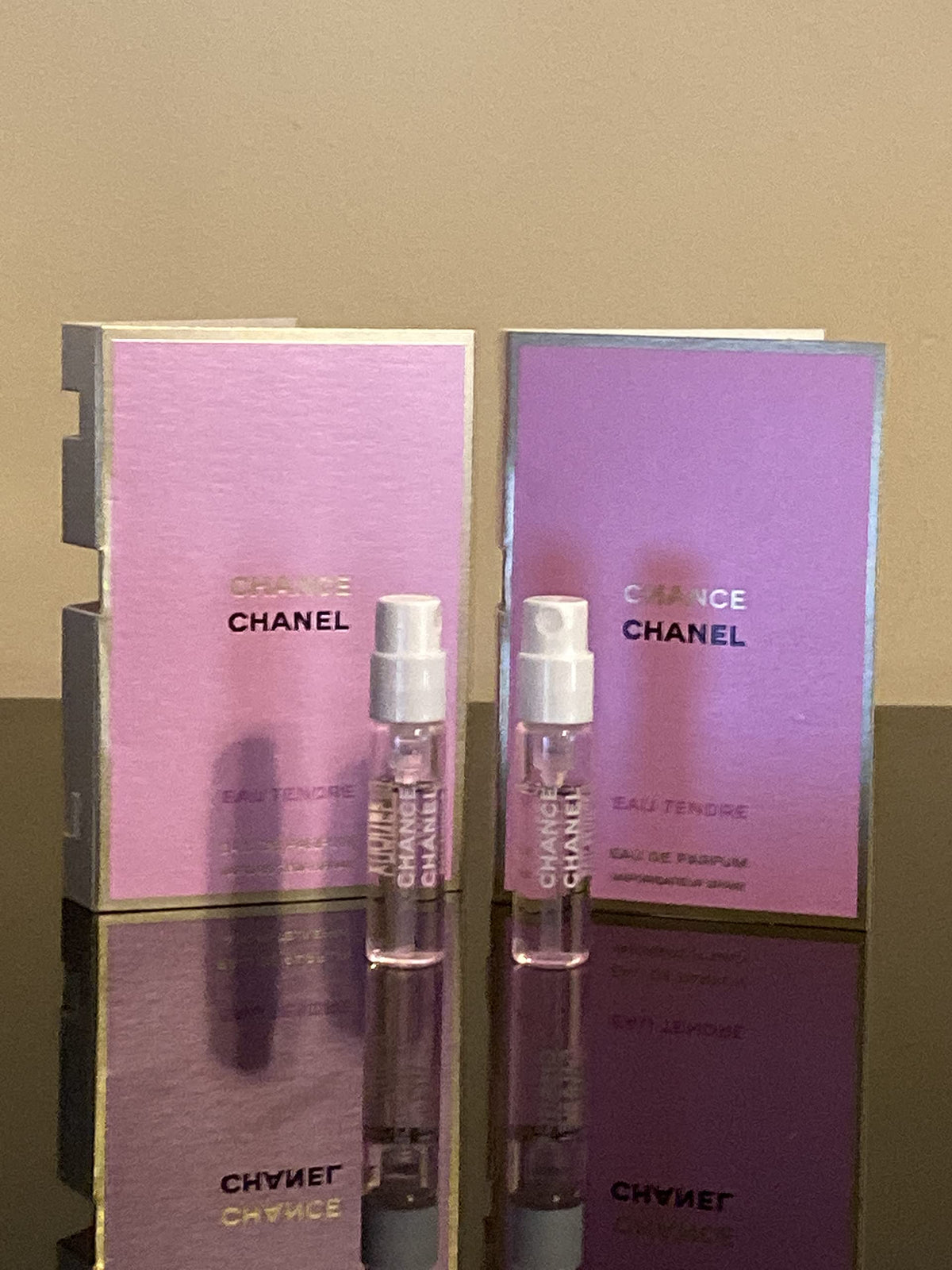 CHANEL Chance Eau Tendre vial sampler for on-the-go testing.