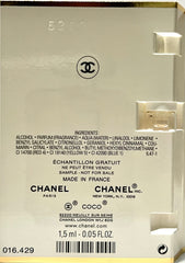 CHANEL Coco Mademoiselle etiqueta muestra, facilita identificar la fragancia