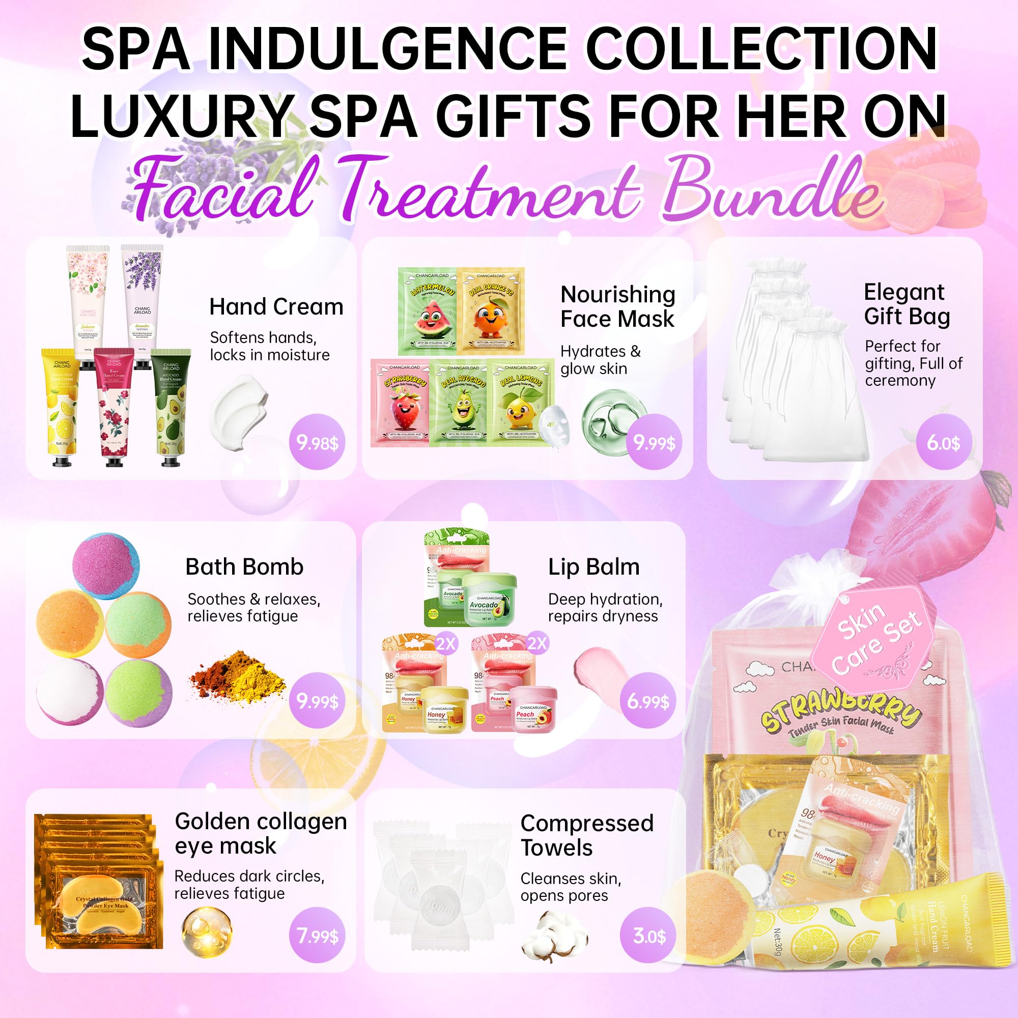 CHANGARLOAD spa mascarillas faciales, nutrición profunda para piel sensible.