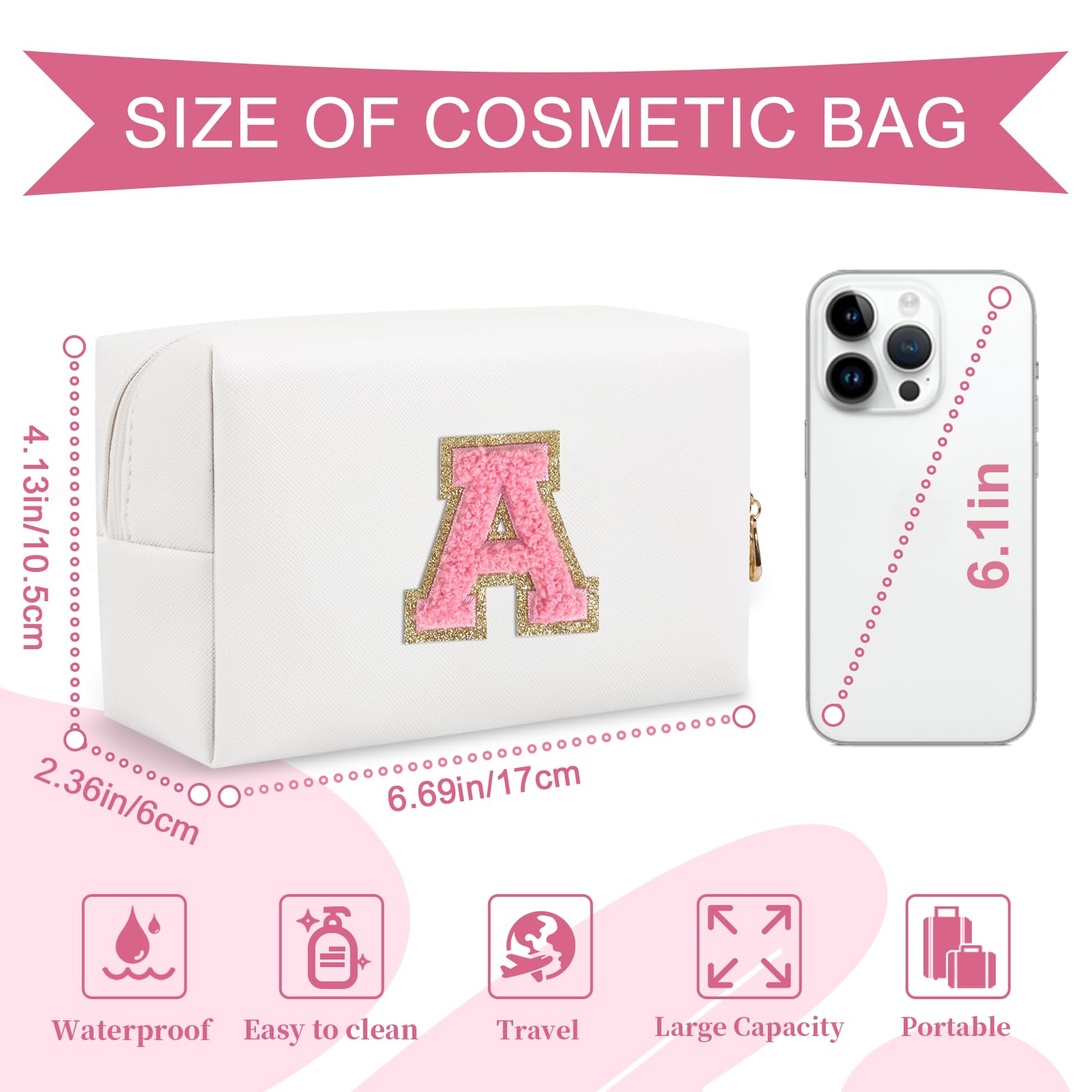ChaoGreat bolsa maquillaje PU cuero resistente al agua, fácil de limpiar para viajes