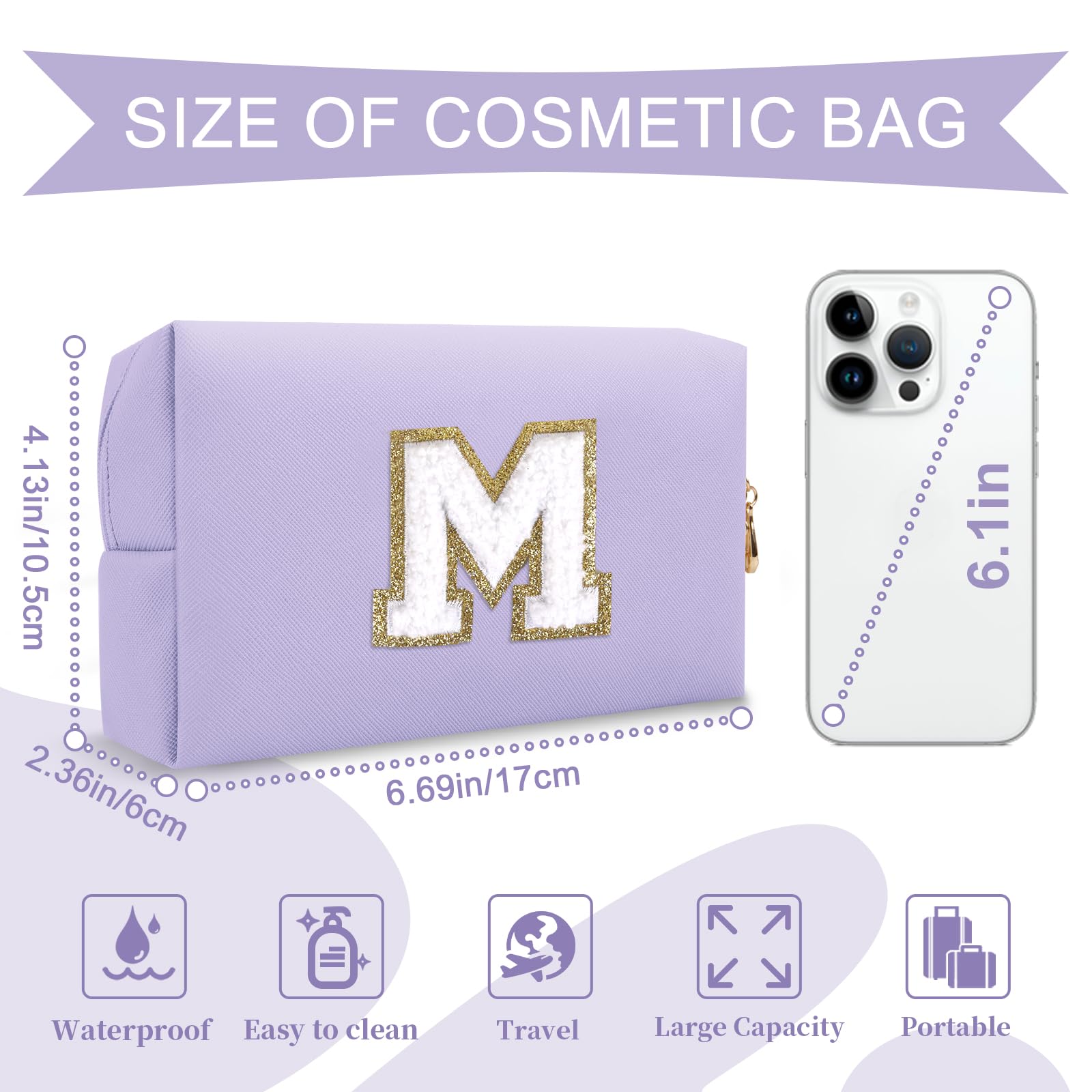 ChaoGreat bolso maquillaje con cremallera dorada para uso diario.