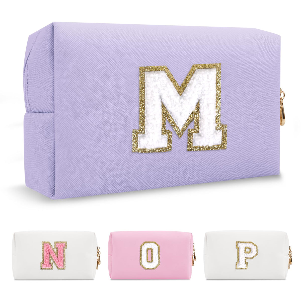 Bolso de maquillaje ChaoGreat con iniciales A-Z patch, regalo personalizado.