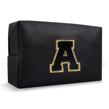 Chaogreat bolso de maquillaje con iniciales doradas en chenille, añade un toque personalizado para ella.