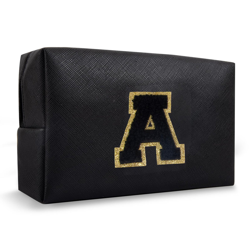 Chaogreat bolso de maquillaje con iniciales doradas en chenille, añade un toque personalizado para ella.