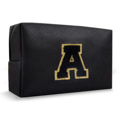 Chaogreat bolso de maquillaje con iniciales doradas en chenille, añade un toque personalizado para ella.