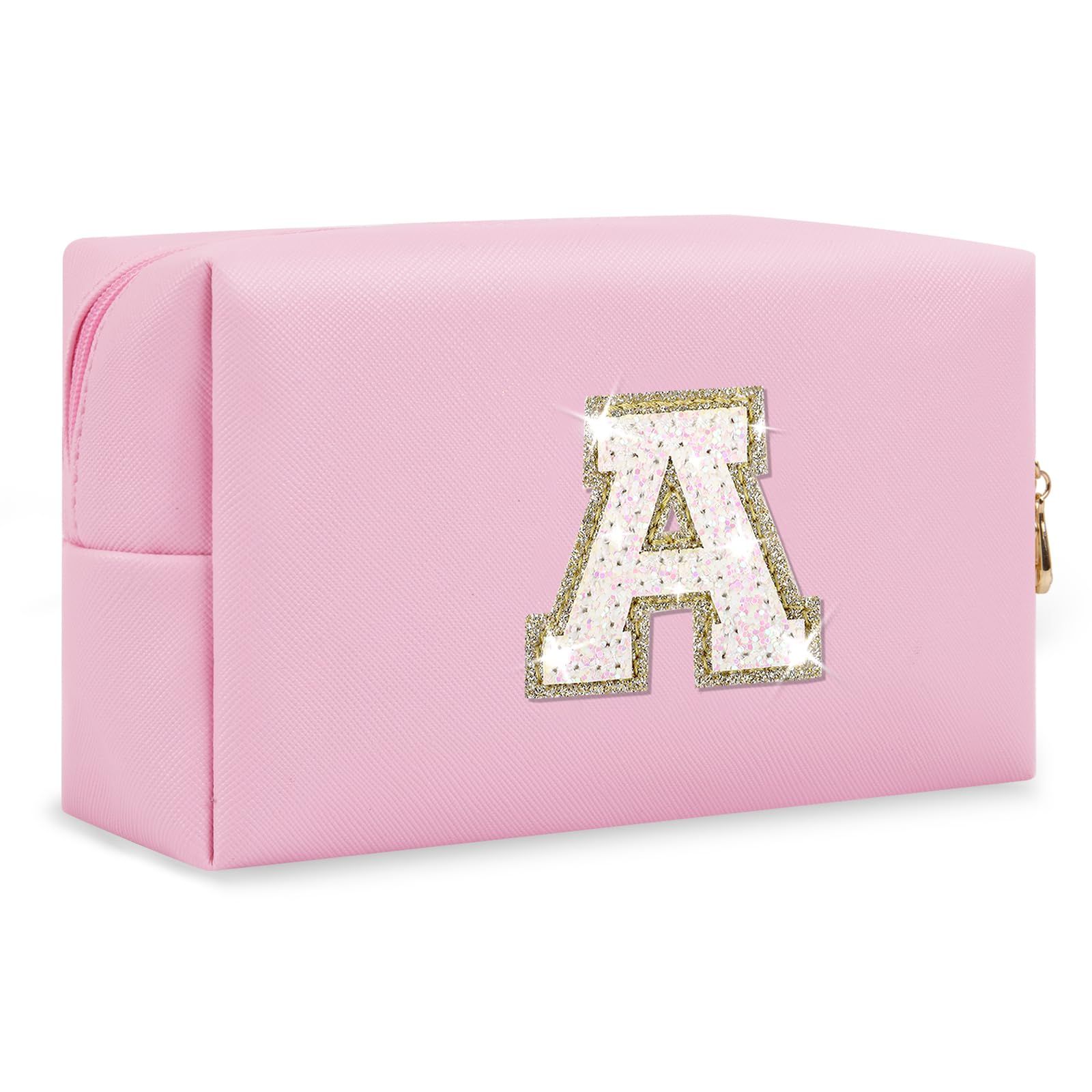 ChaoGreat bolso maquillaje iniciales A-Z en rosa, ideal para organizar cosméticos diarios