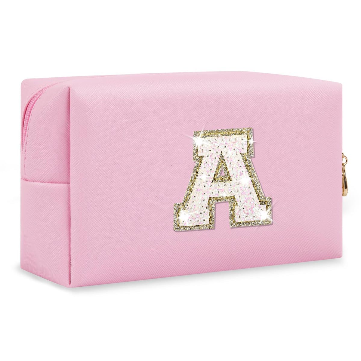ChaoGreat bolso maquillaje iniciales A-Z en rosa, ideal para organizar cosméticos diarios