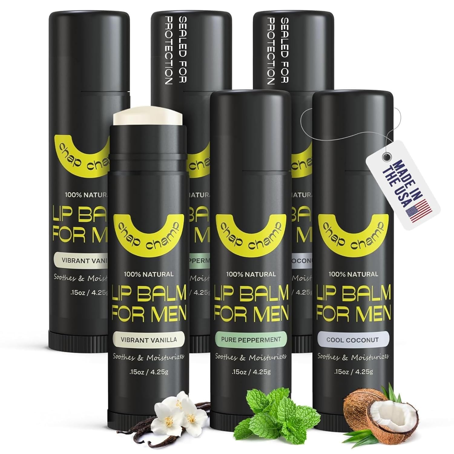 ChapChamp bálsamo labial mentol, hidratación rápida para labios secos.
