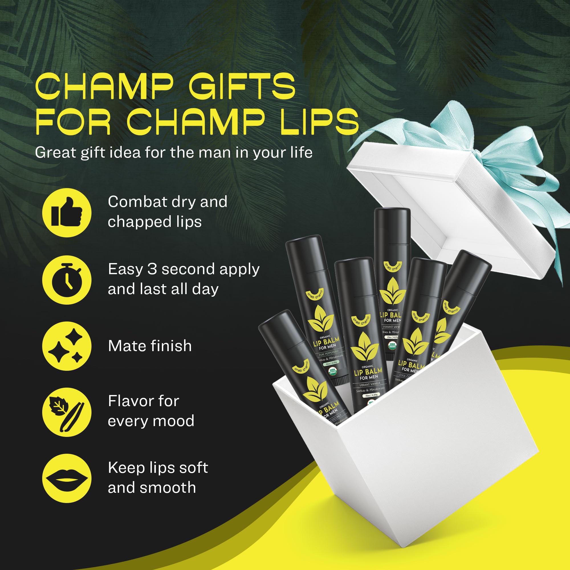 ChapChamp tubo balsamo labial portable, facil de llevar.