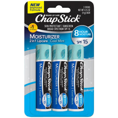 ChapStick Balsamo Labios Cool Mint en tubo, aplicación suave y fresca.