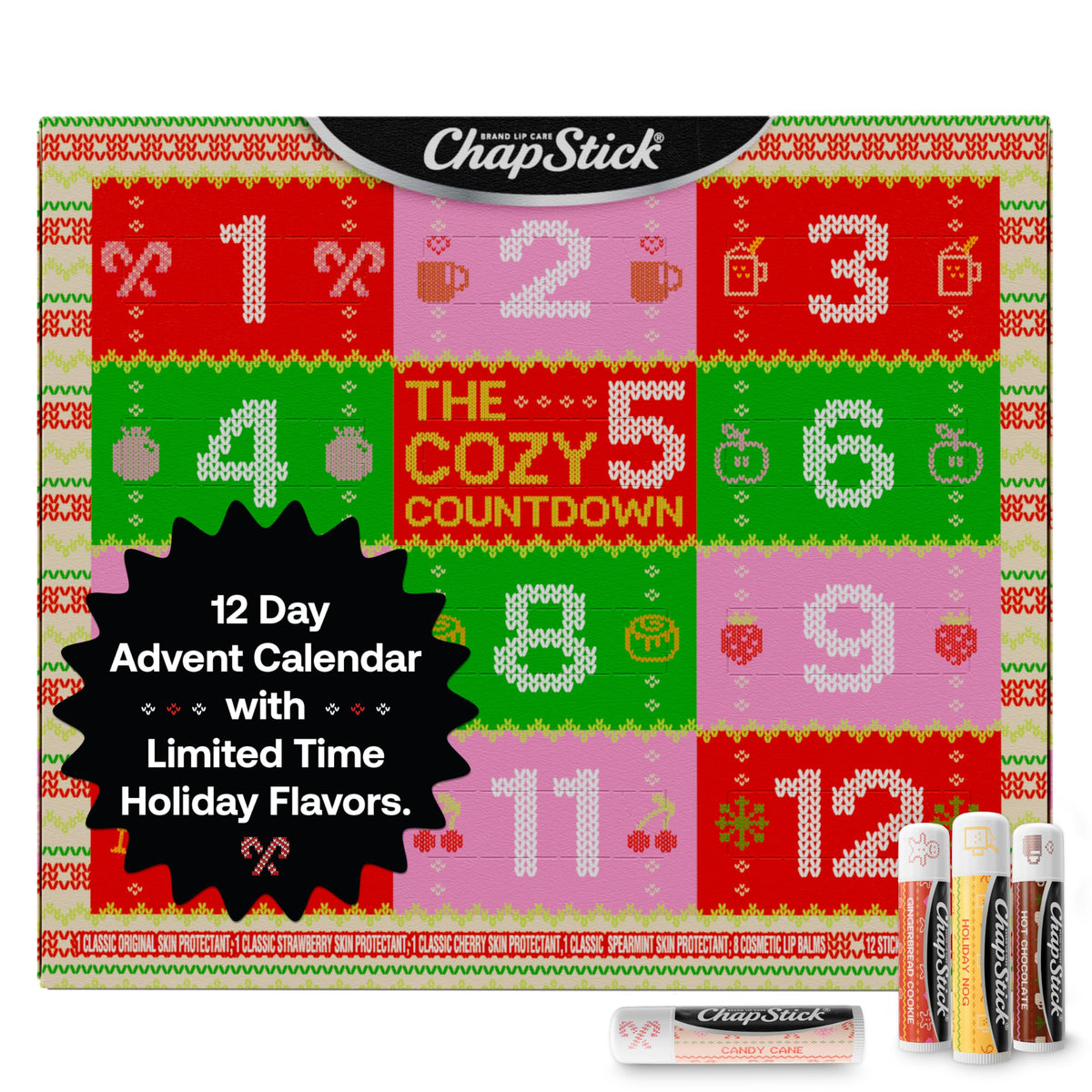 ChapStick calendario adviento 12 bálsamos navideños para labios suaves