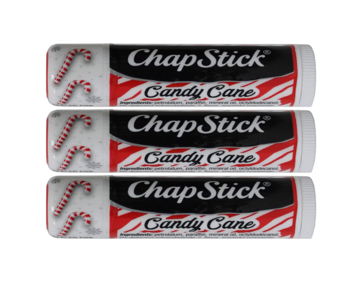 ChapStick Candy Cane: empaque exterior, práctico para viaje diario y protección de labios.