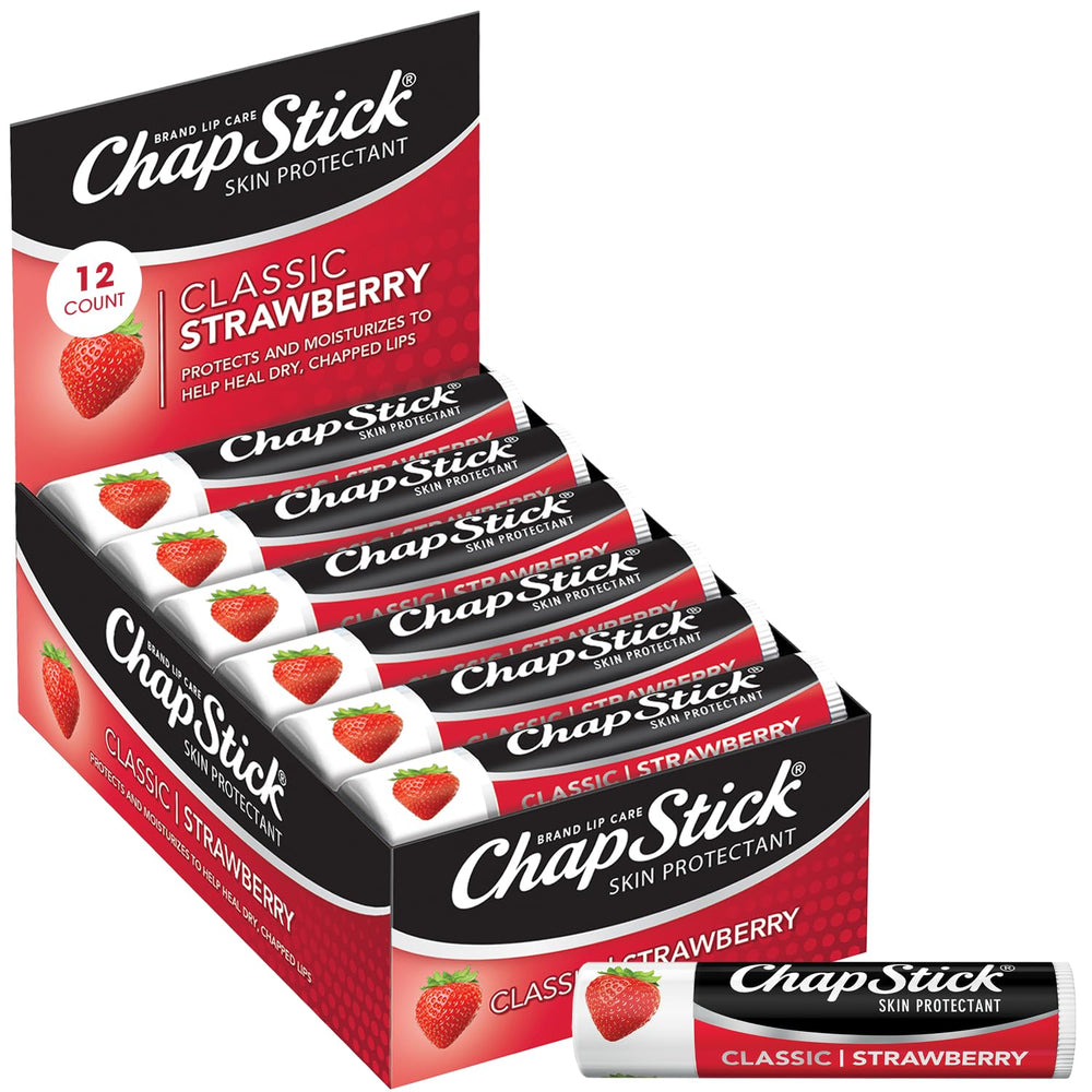 ChapStick Clásico Fresa: tubo de 12 unidades para hidratación diaria de los labios