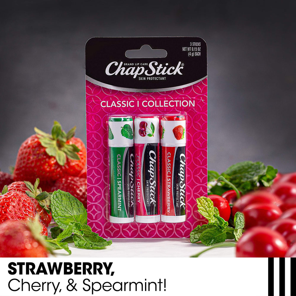 Set de tres balsamo labial ChapStick en empaque listo para viaje