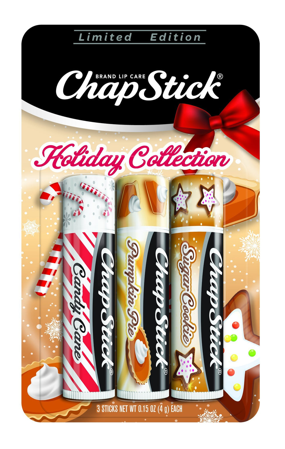 ChapStick Candy Cane bálsamo labial, hidratación suave para labios secos durante el día.