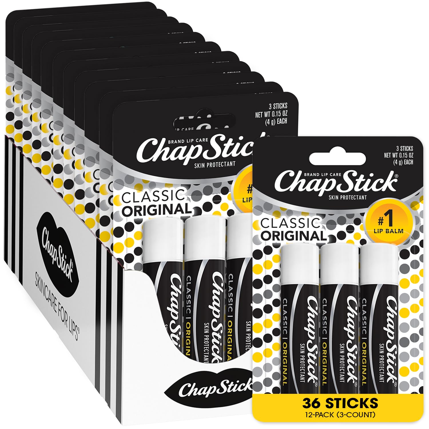 ChapStick Original – 36-tubos-en-paquete, uso diario y labios suaves.