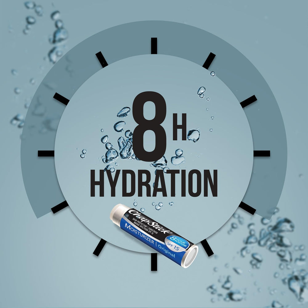 ChapStick Original Moisturizer SPF 15 label highlights sun protection outdoors.