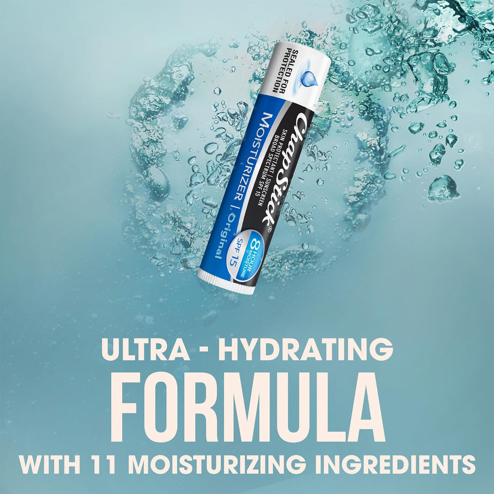 ChapStick Original Moisturizer on lips showing smooth, non-sticky application.