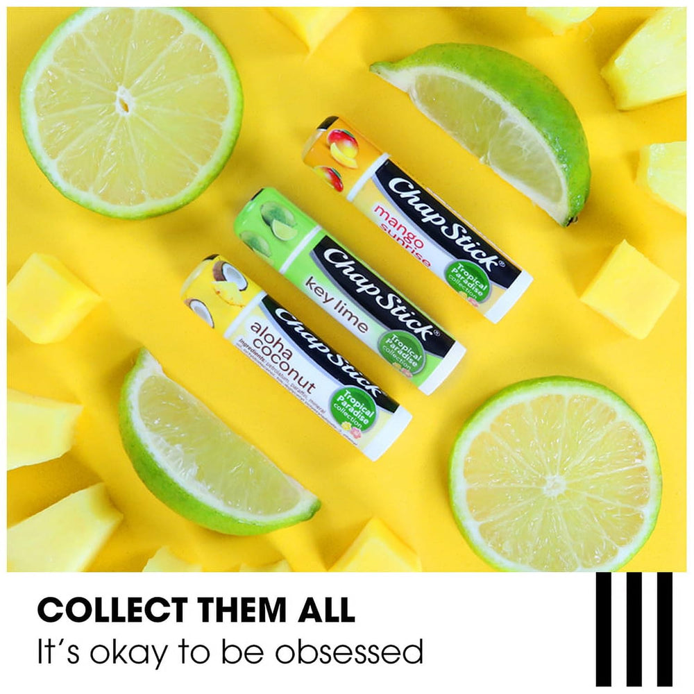 ChapStick Tropical: textura cremosa que desliza sin pegarse en labios.