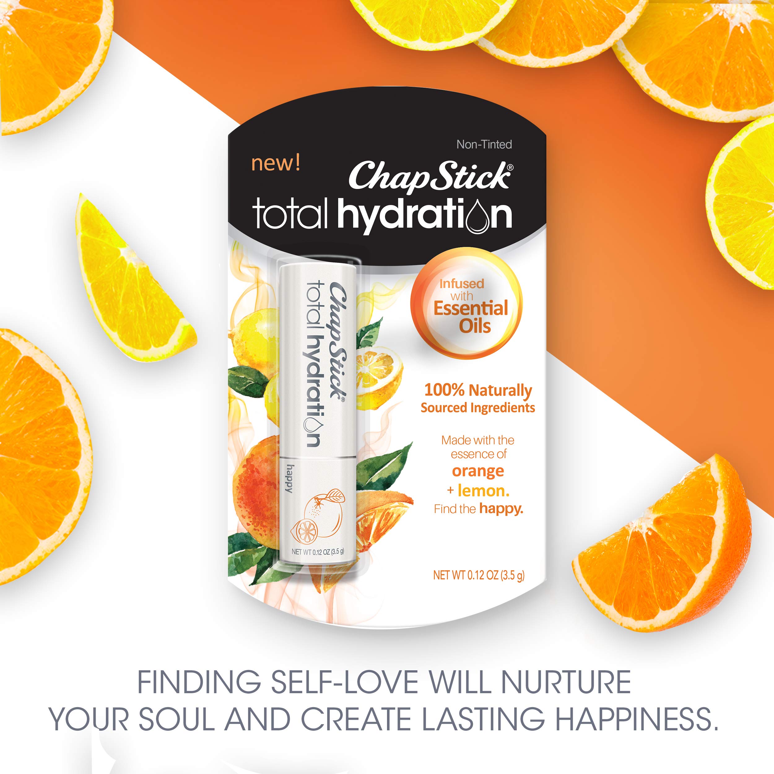 ChapStick Total Hydration aceites esenciales naranja limón, envase compacto para viaje
