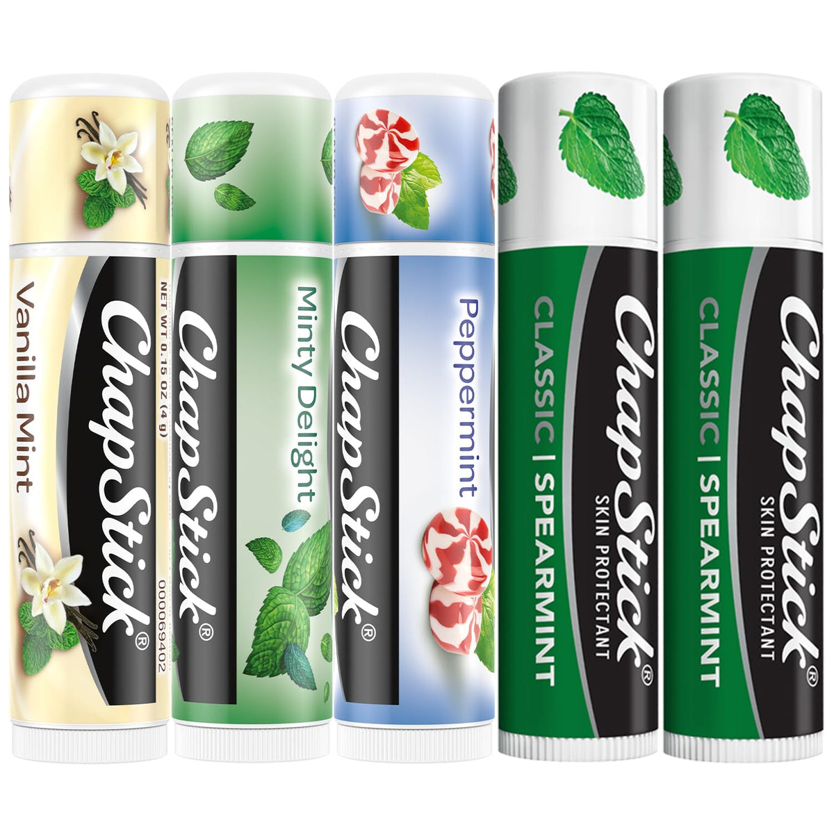 ChapStick vainilla-menta: bálsamo hidratante para labios con aroma fresco.