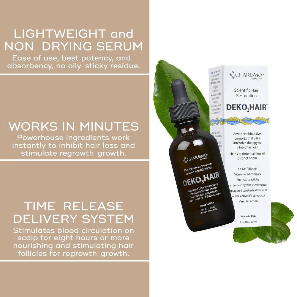 Fórmula natural de Dekohair con beneficios de cuidado capilar.