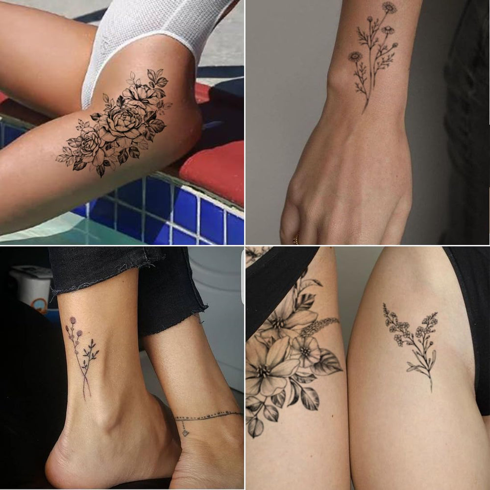 CHARLENT tatuaje floral en mano, añadido elegante para salidas.