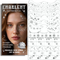 Tatuajes CHARLENT de pecas copos de nieve brillantes para rostro.