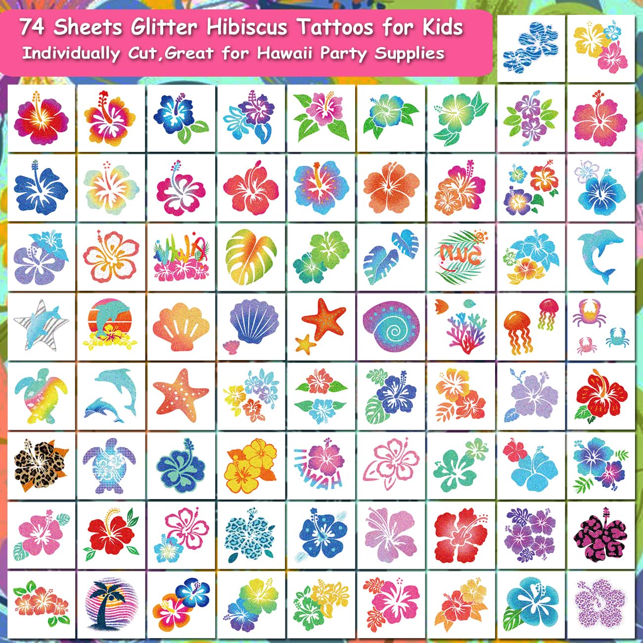 Tatuajes Hawái CHARLENT brillantes y resistentes para verano.