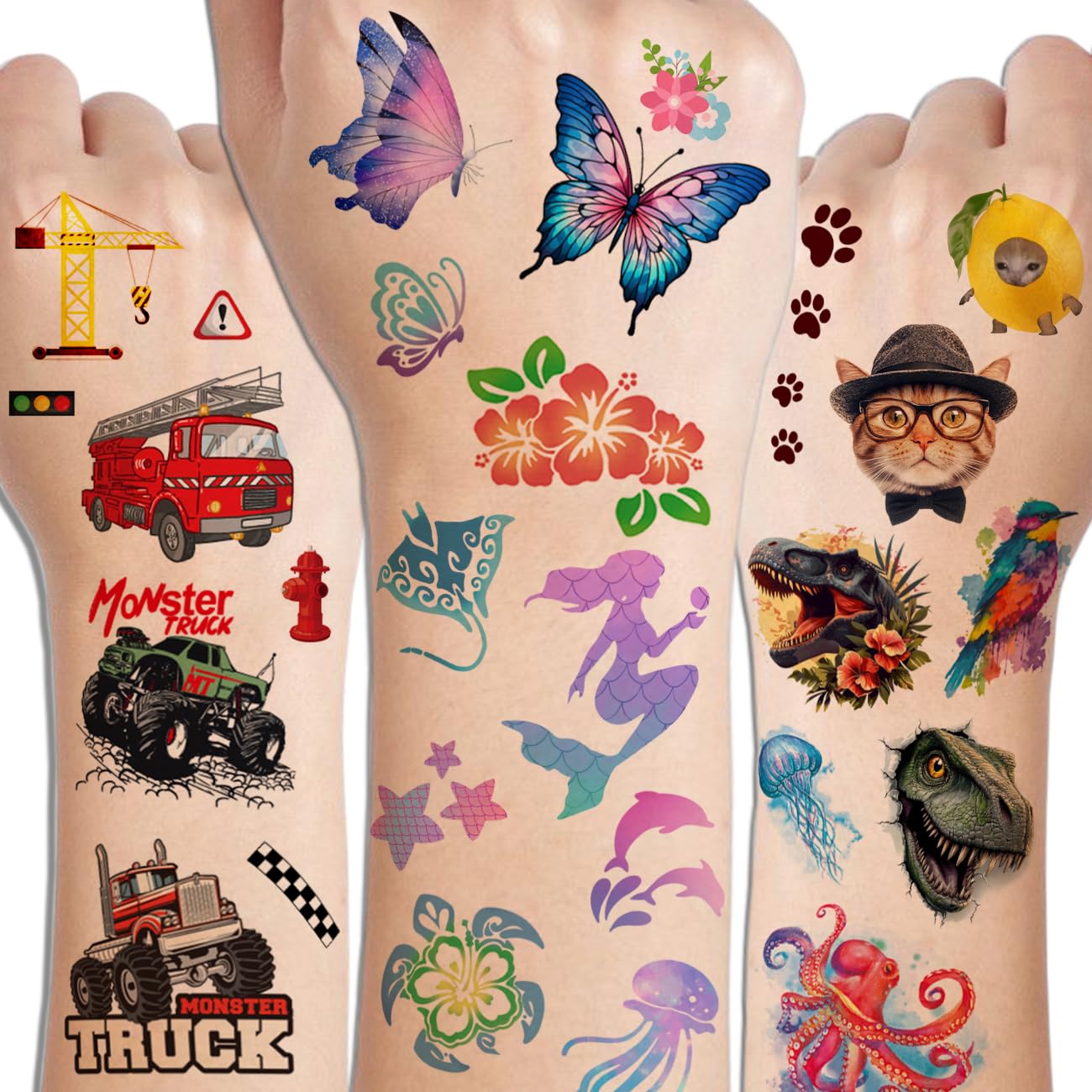 Tatuajes temporales CHARLENT de mariposas y flores, perfectos como recuerdos de fiesta.