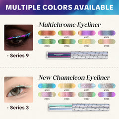 CHARMACY Chameleon Eyeliner color shift shows two to three hues with light.