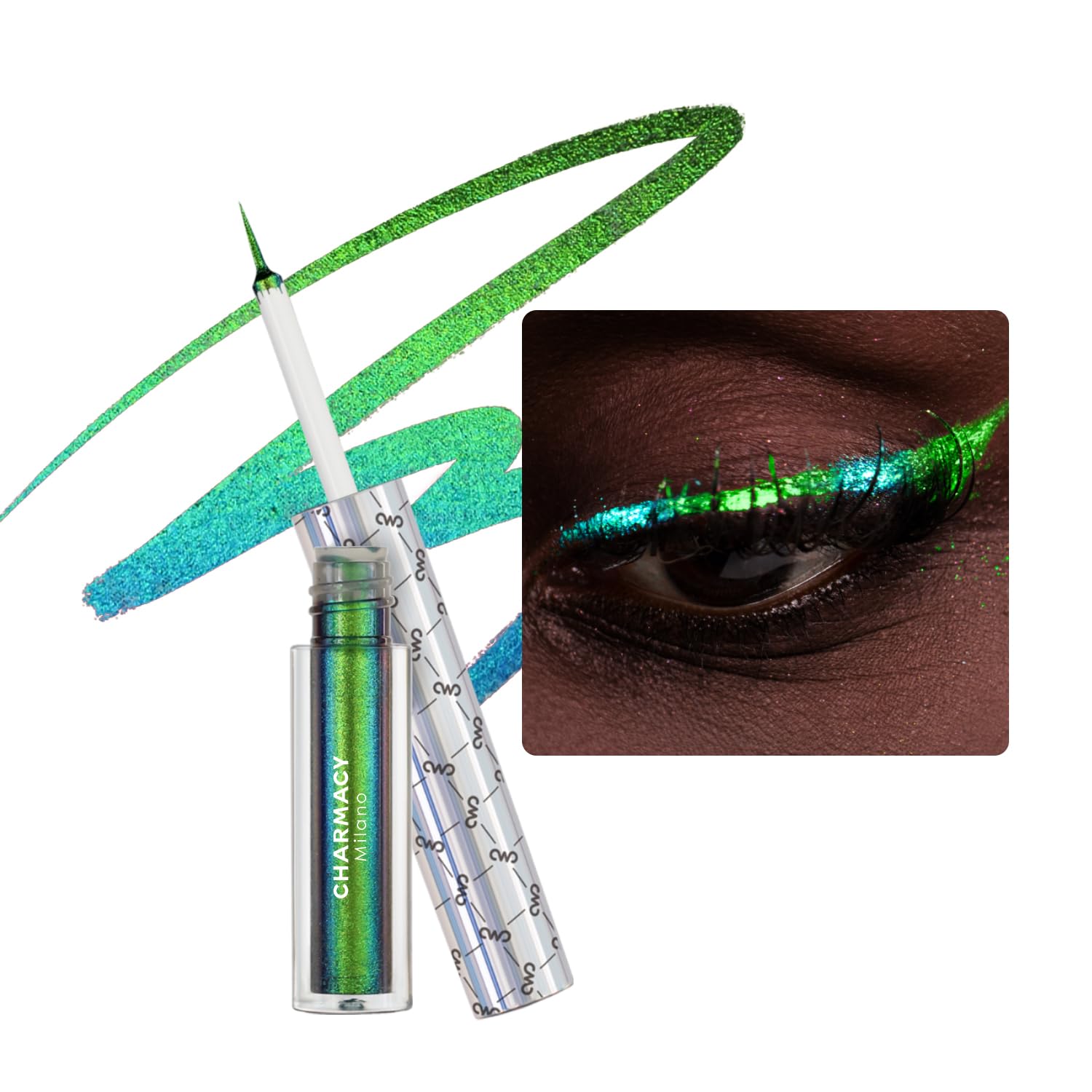 CHARMACY Delineador líquido multicromático, efecto duocromo visible, realza el contorno de ojos con juego de colores