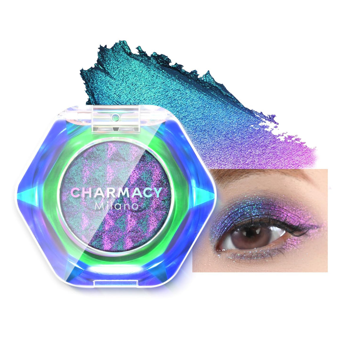 CHARMACY sombra multicolor con purpurina para looks brillantes