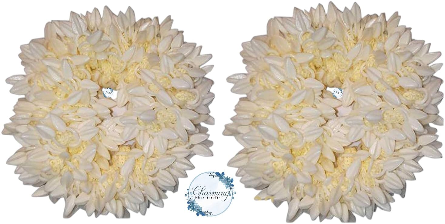CHARMING BHARATCRAFTS Mogra Blanca Gajra para trenzas, look étnico