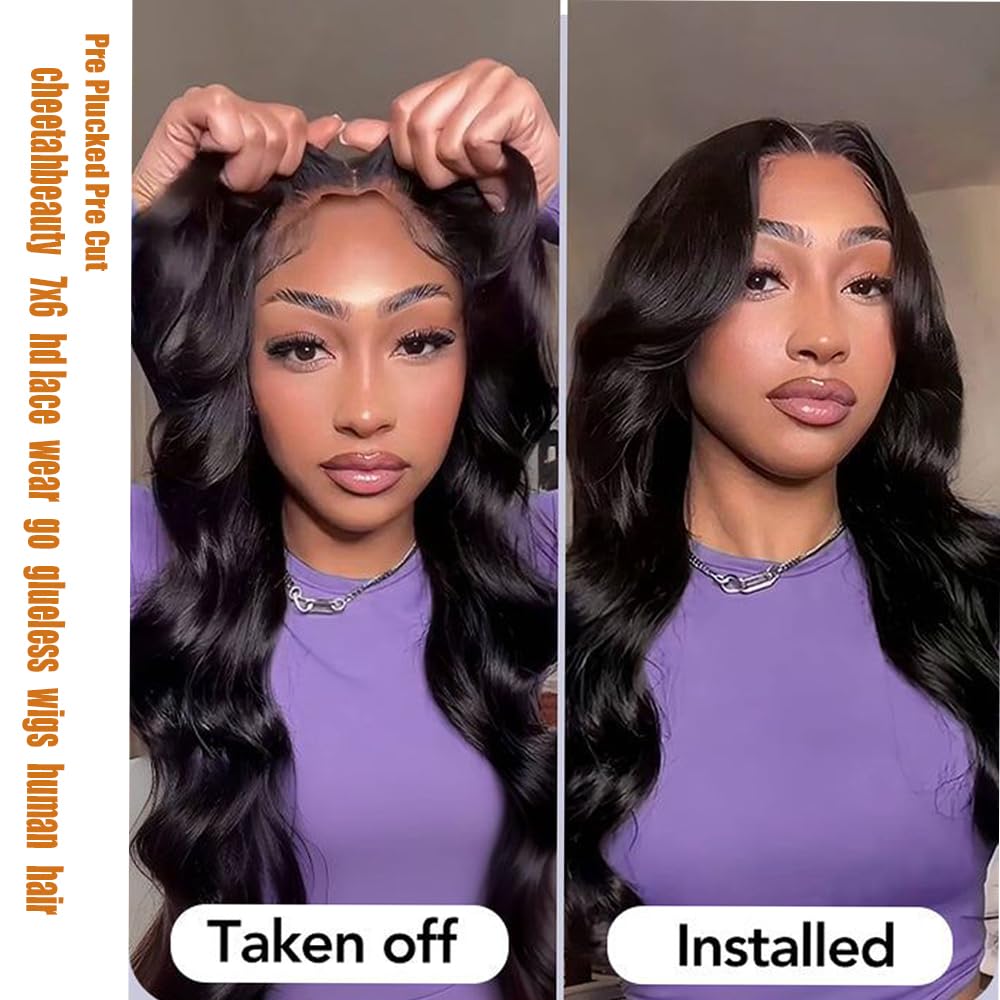 CHEETAHBEAUTY 7x6 glueless wig cap closure demonstrates secure, adjustable fit.