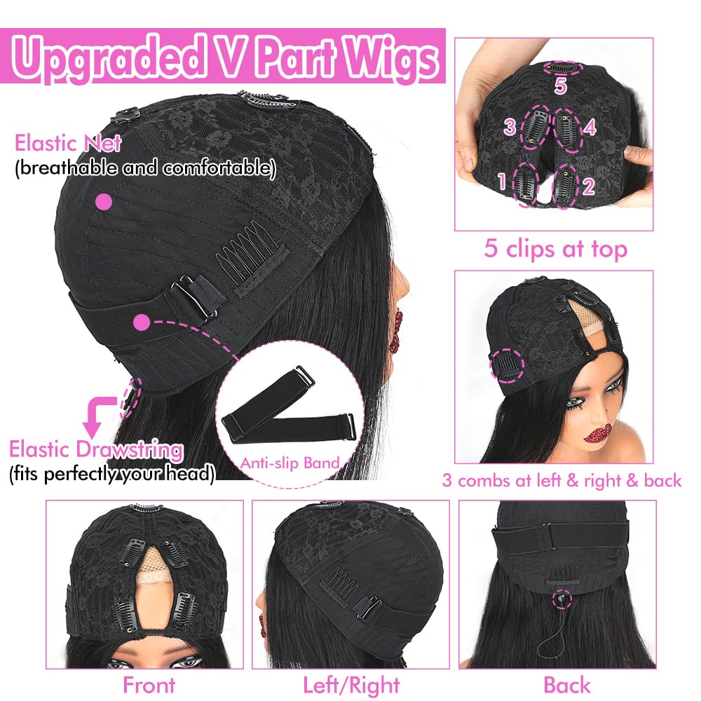 CHEETAHBEAUTY V Part wig glueless clip-in system for easy wear