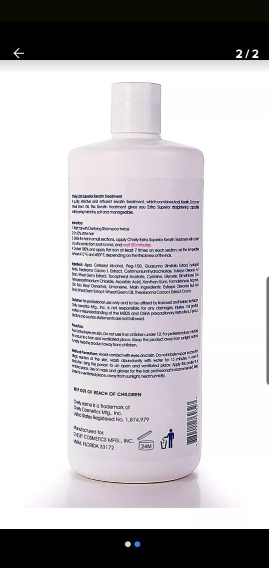 Chelly Superior Keratina: envase sellado para seguridad y frescura.