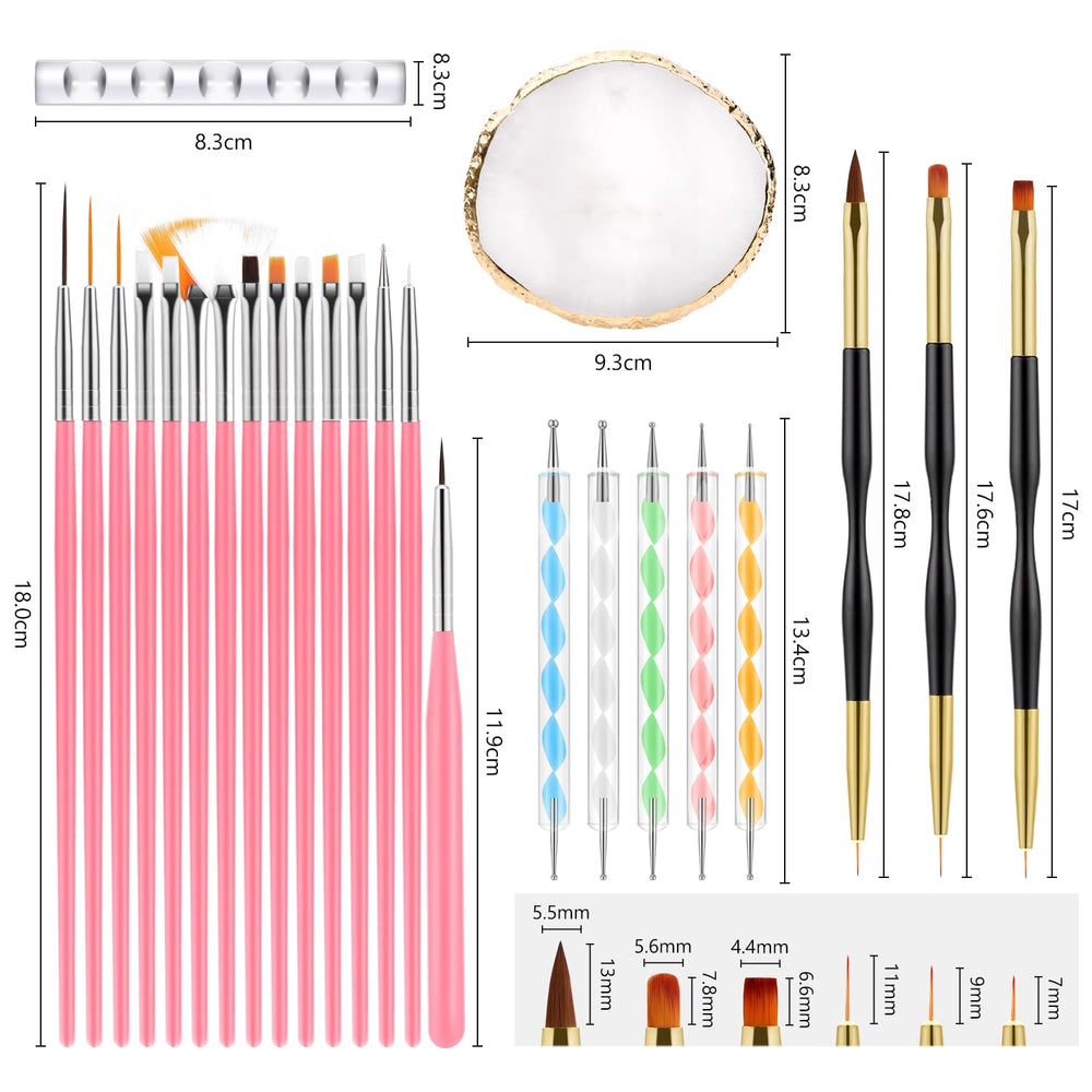 Chemailon: pinceles-uñas-15-pinceles, ideales para mezclar color y texturas.