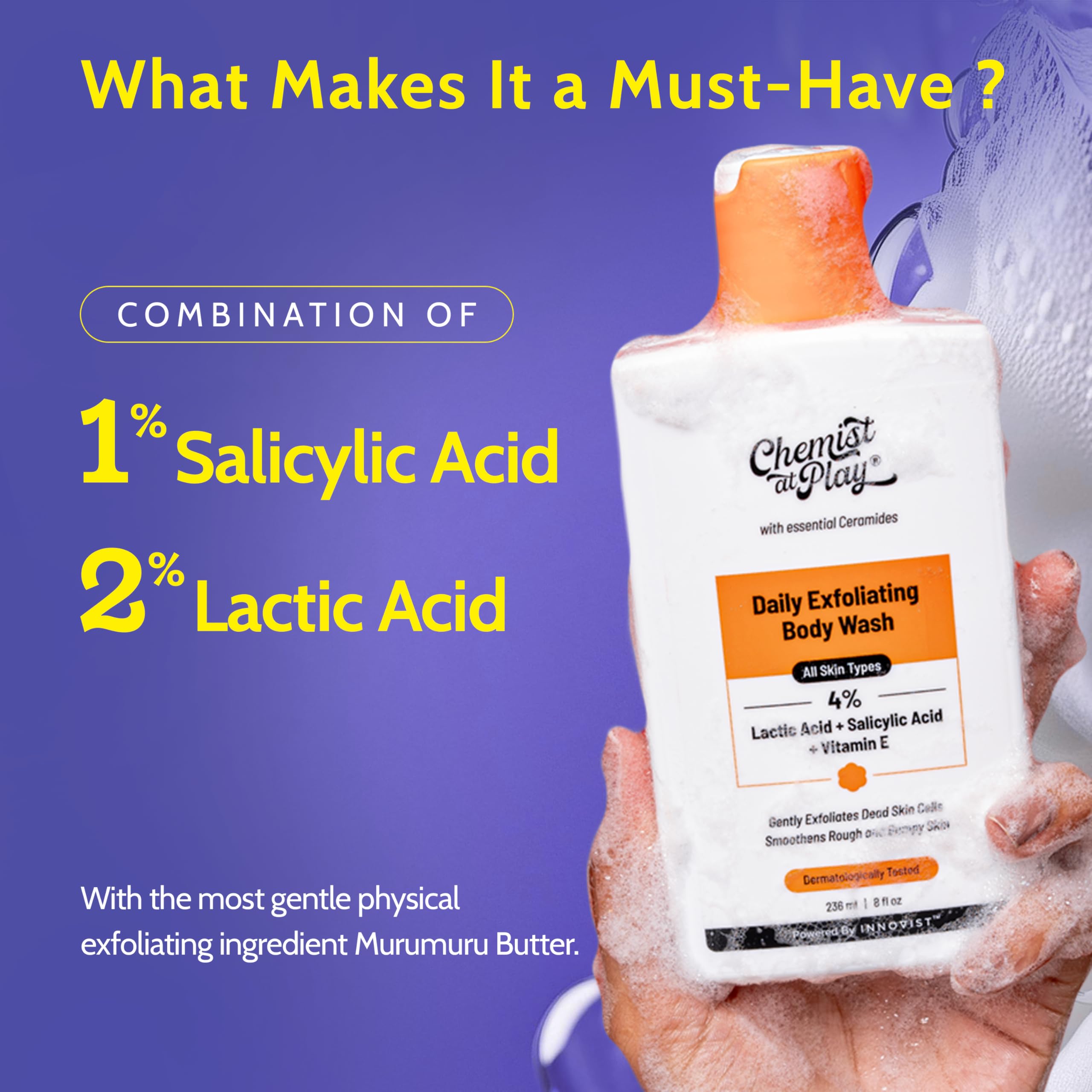 Espuma suave al ducharte con Chemist at Play Gel exfoliante