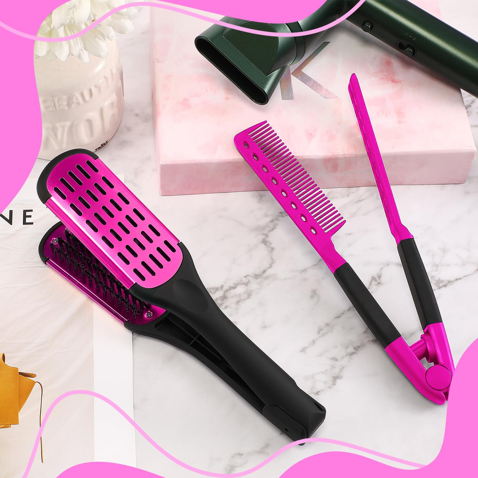 CHENGU cepillo rosa con diseño ergonómico para estilizar.