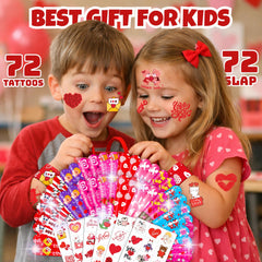 Conjunto Cherisnowy 72 tatuajes y 72 pulseras Valentín para fiestas temáticas