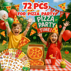 Pulseras slap Cherisnowy de pizza, fáciles de usar en fiestas infantiles.