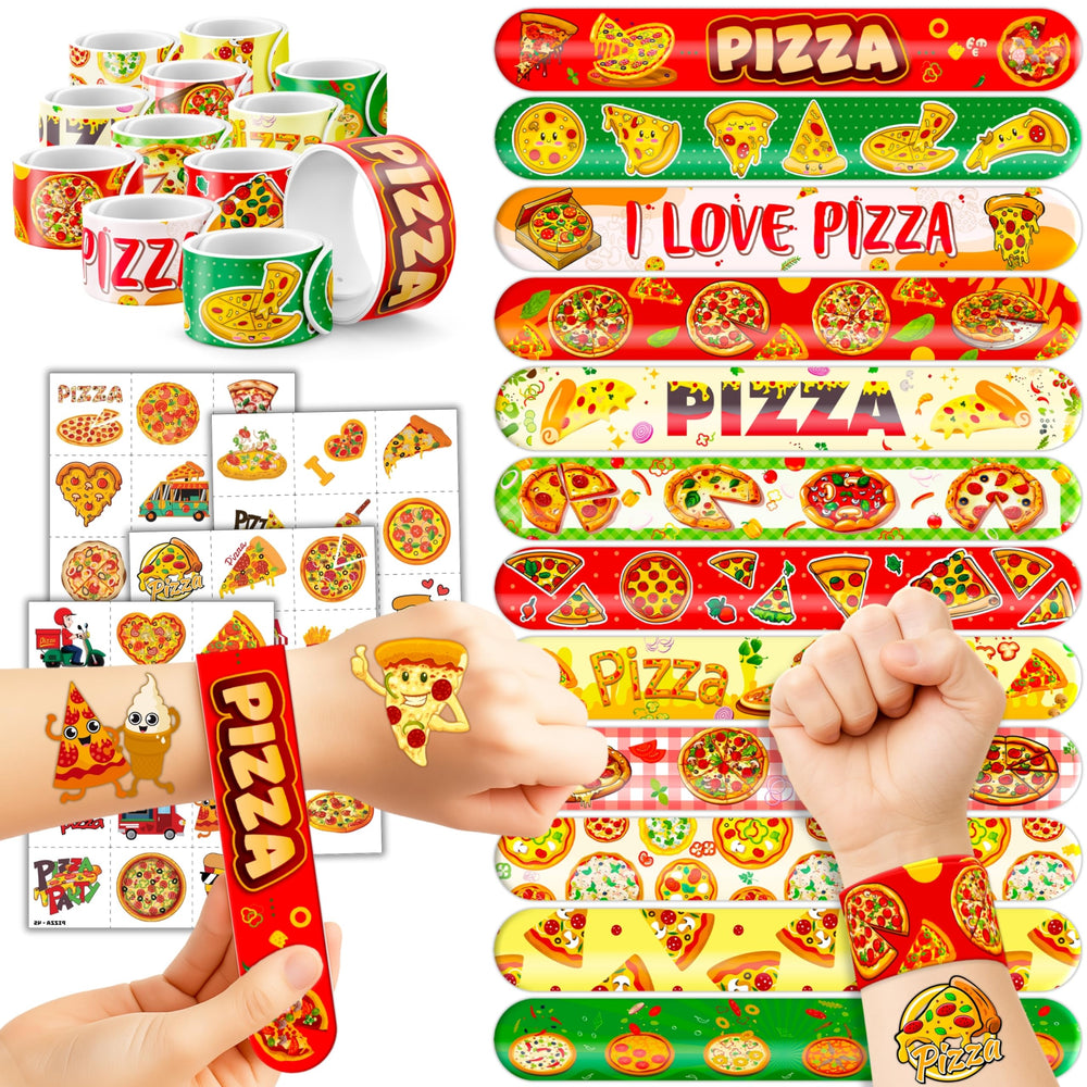 Tatuajes Cherisnowy de pizza coloridos para fiestas divertidas.