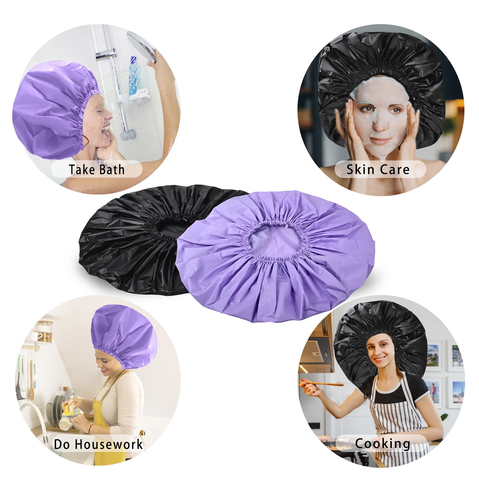 CHFONG gorro-ducha-ajuste-elastico: ajuste seguro para cabezas de todos tamaños.