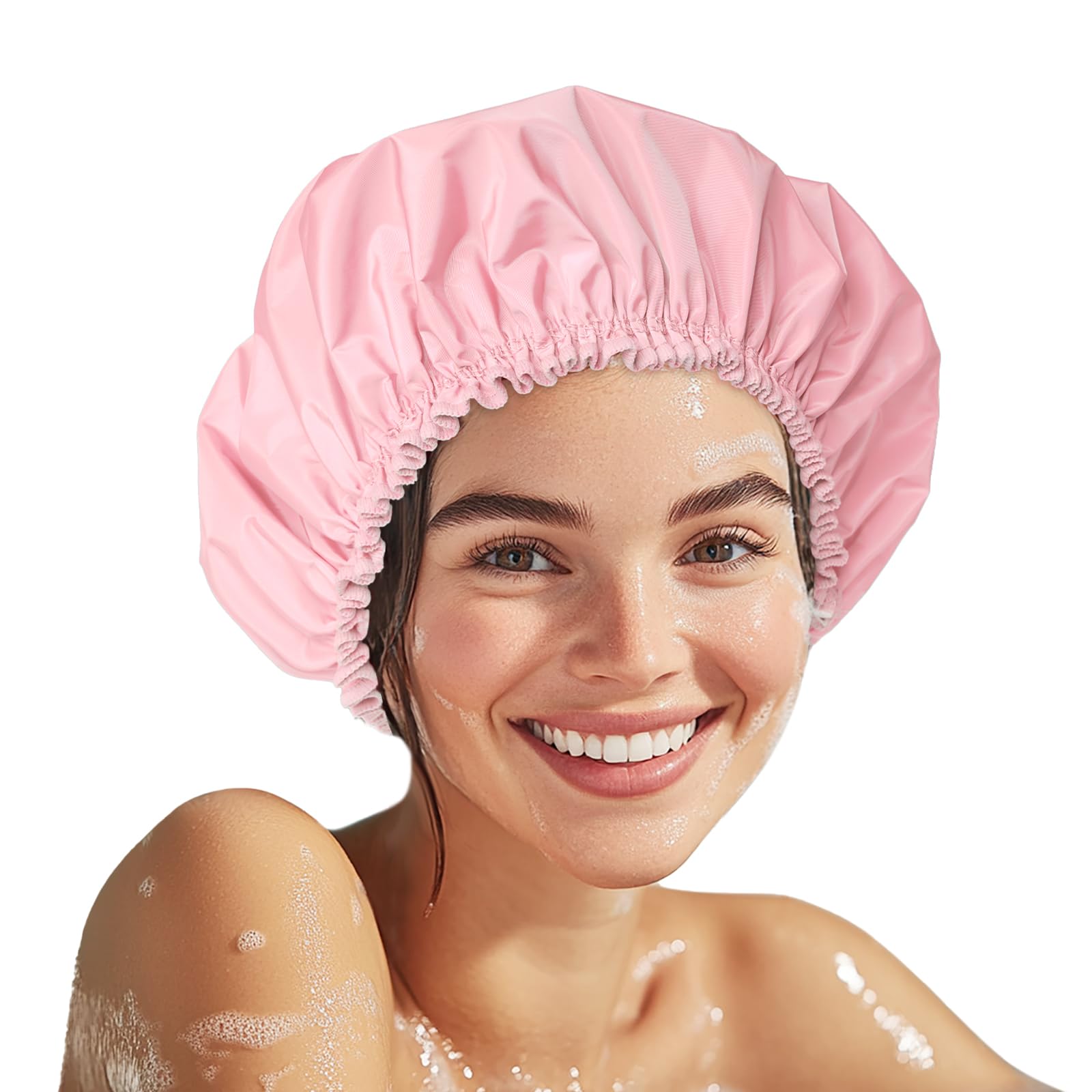 Gorro CHFONG rosa doble capa para cabello largo, protección.