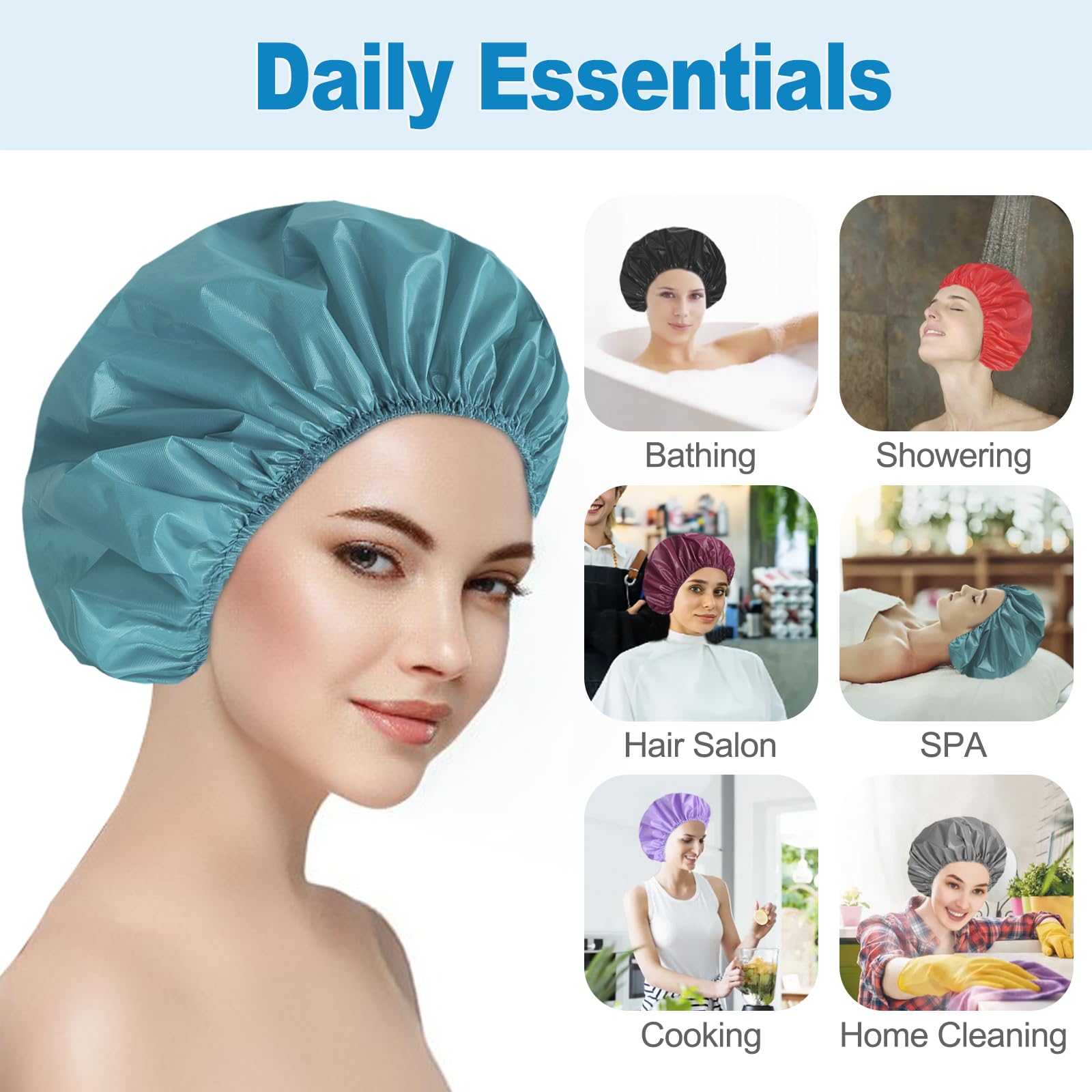 Gorro CHFONG de doble cara en ciruela, cómodo y reutilizable para spa y baño
