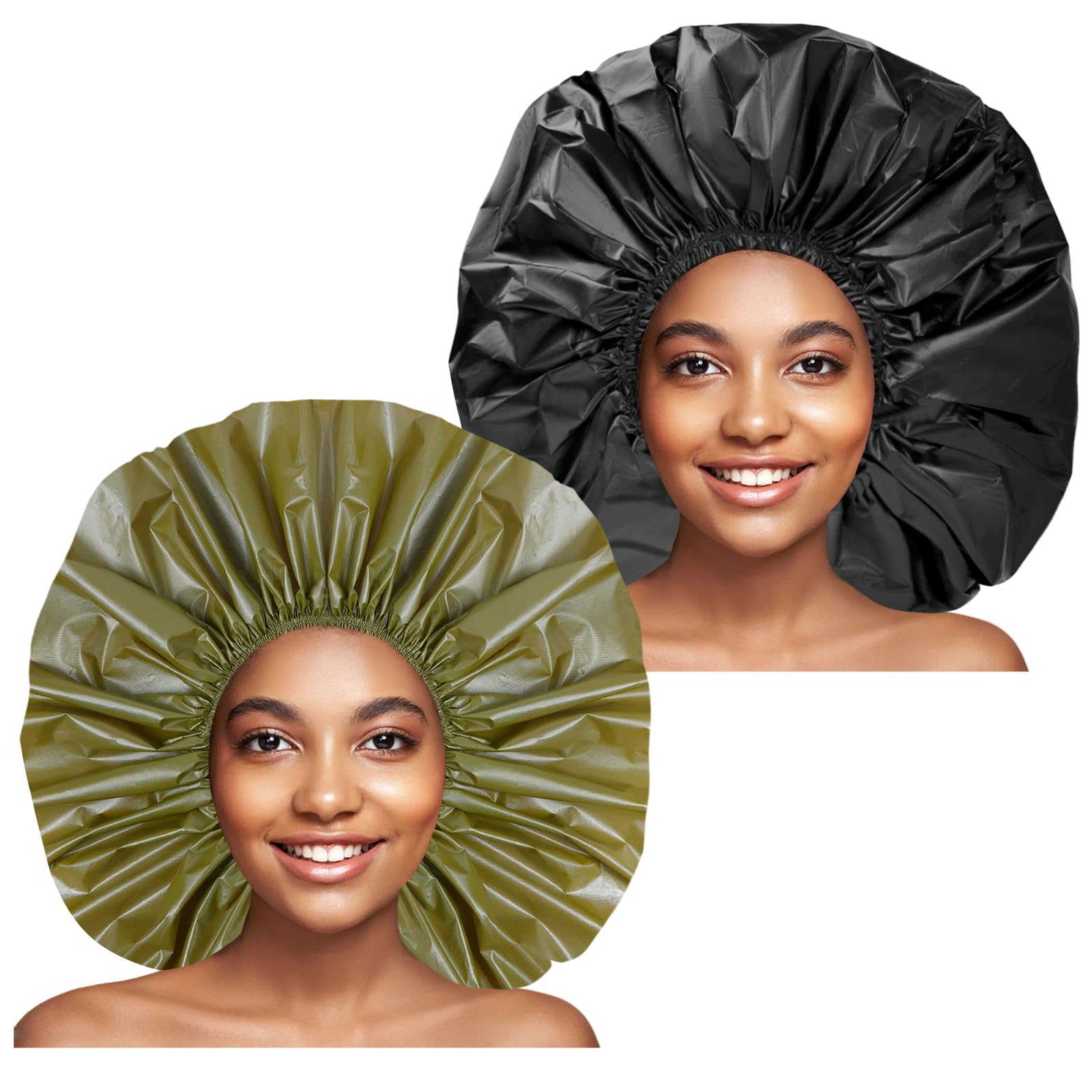 Gorro de ducha CHFONG jumbo en negro y verde protege el cabello durante la ducha
